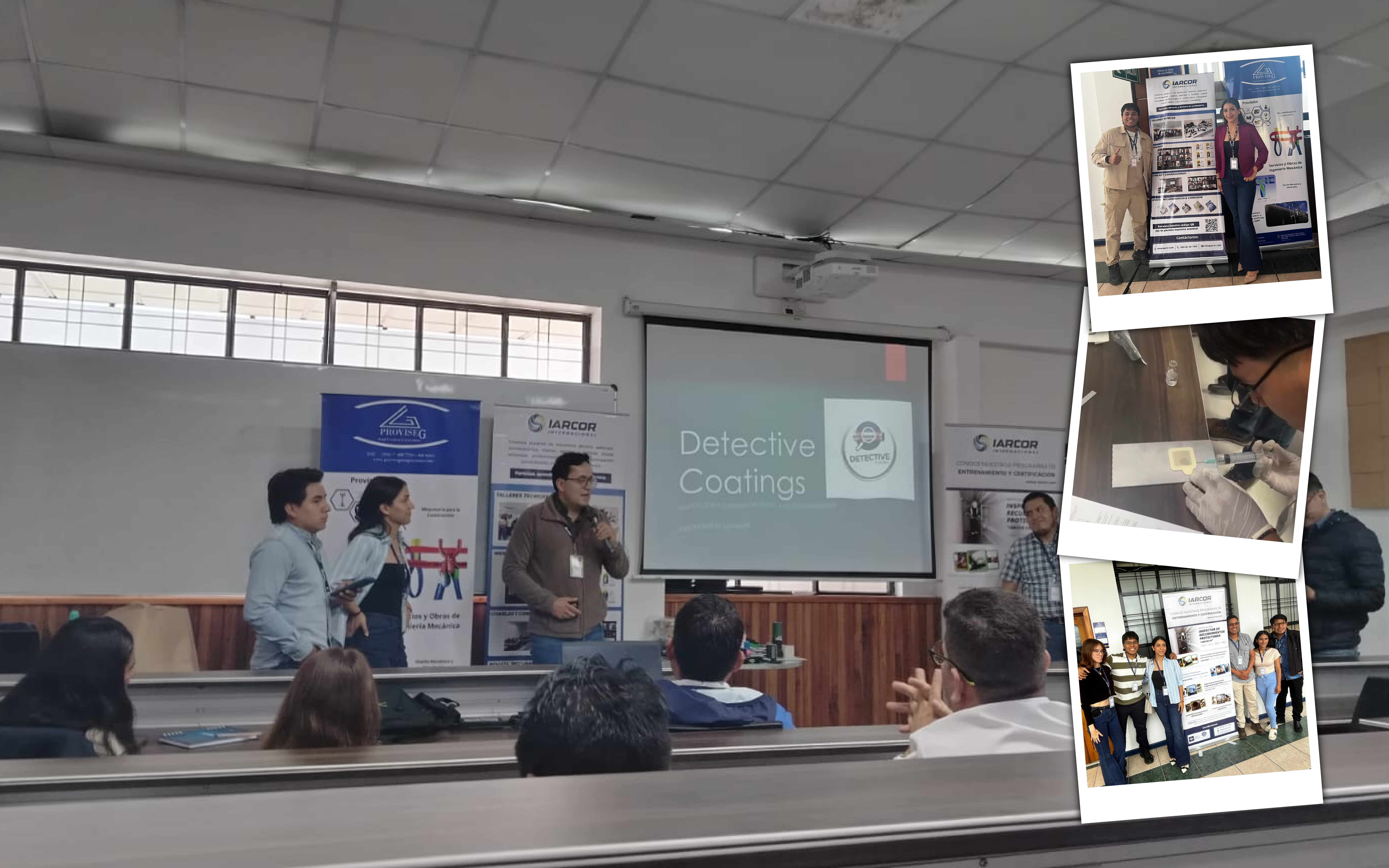 collage beca iarcor internacional workshop coatings inspection cuenca 2026 wilmer peñafiel y nathalia mieles