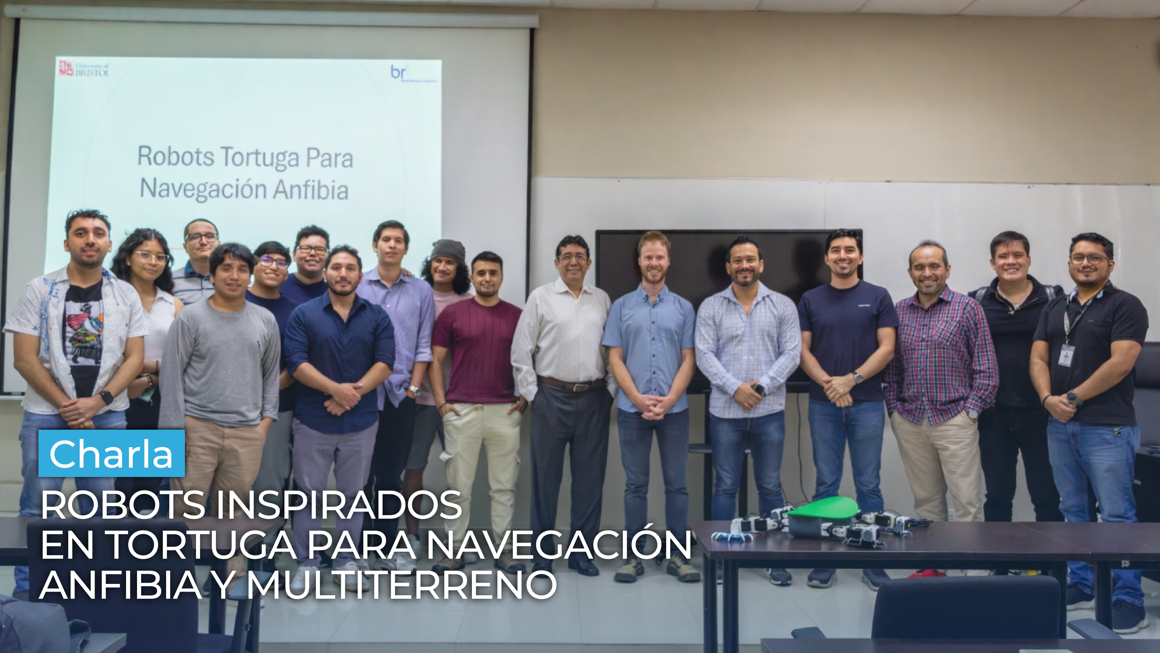 Charla Robots inpirados en tortuga para navegación anfibia y multiterreno con M. Sc. Manex Ormazabal Universidad de Bristol University of Bristol Soft Robotics Robótica Blanda Innovación