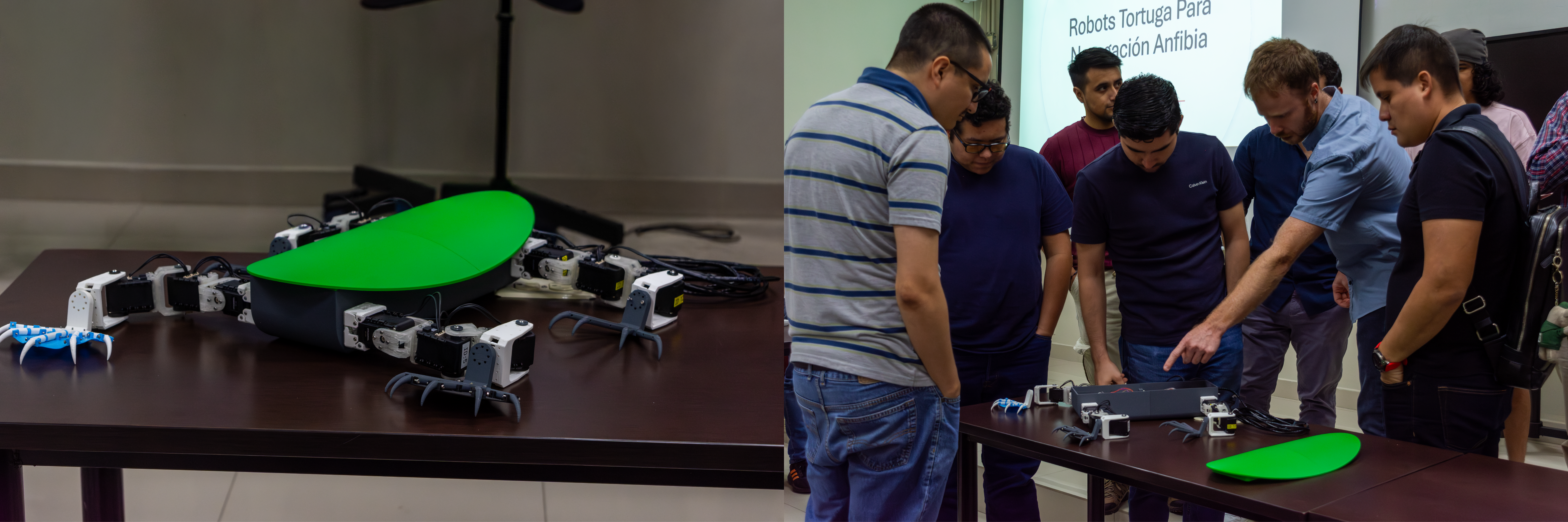 Prototipo de robot tortuga de Manex Ormazabal M. Sc. Universidad de Bristol University of Bristol Charla Robots inspirados en tortuga para navegación anfibia y multiterreno