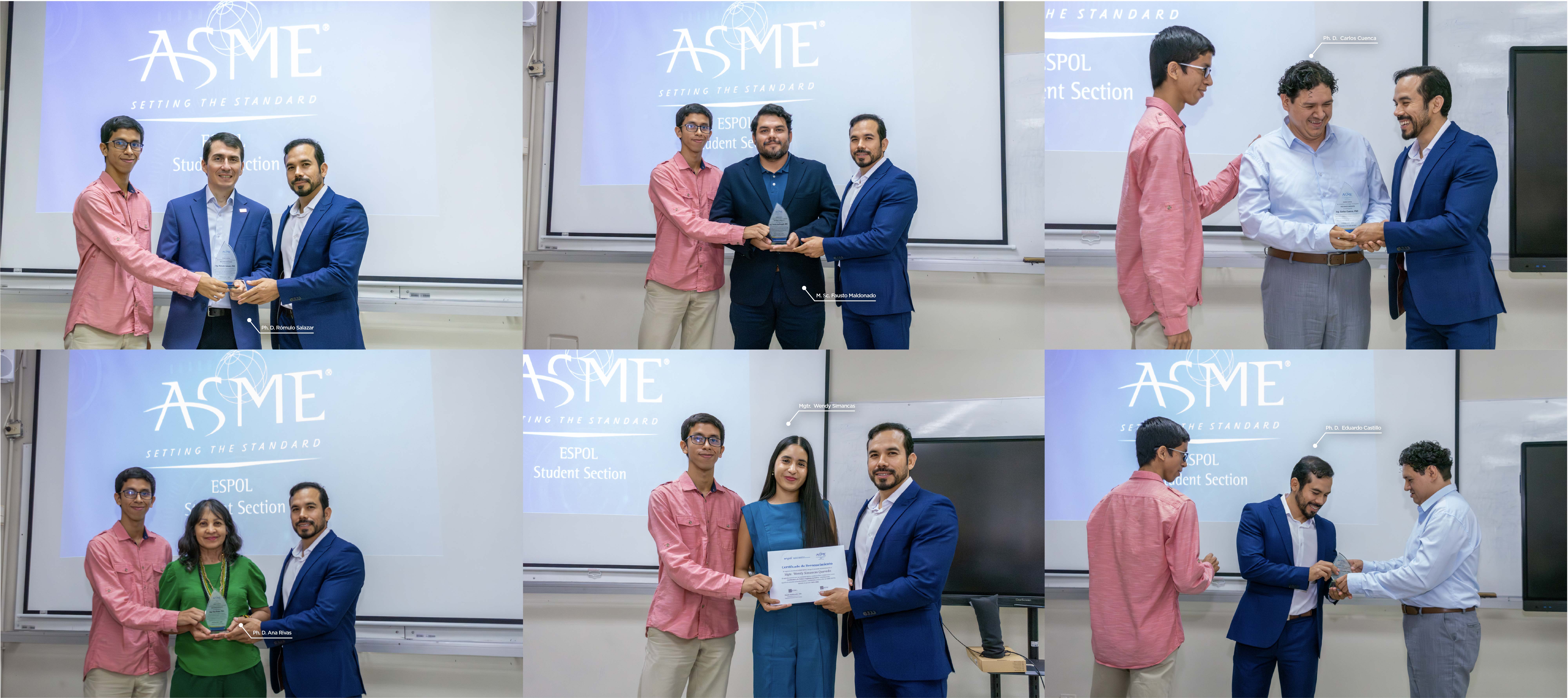 Entrega de reconocimientos a Autoridades FIMCP y Advisors. Decano, Subdecana, Coordinador de Carrera, FIMCP