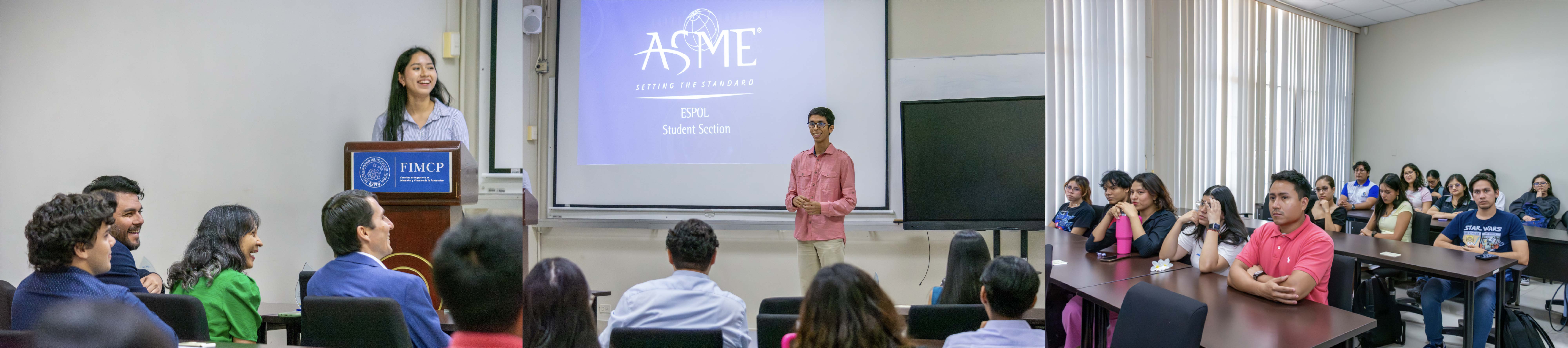 Collage de 3 fotos de ceremonia de Posesión de Nueva Directiva ASME ESPOL