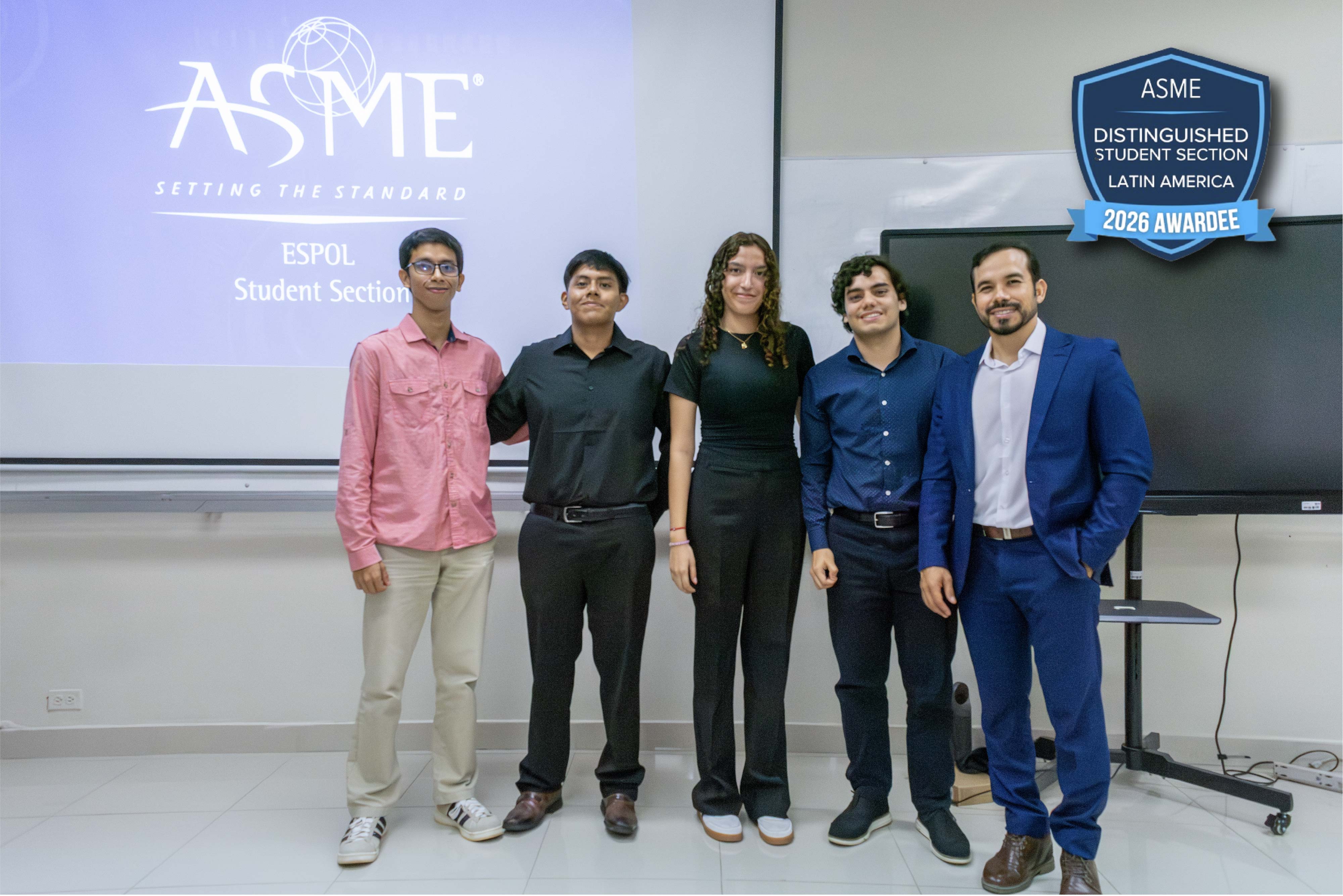 Nueva Directiva de Capítulo Estudiantil ASME ESPOL, liderada por Alfonso Lombeida y su advisor Eduardo Castillo Orozco